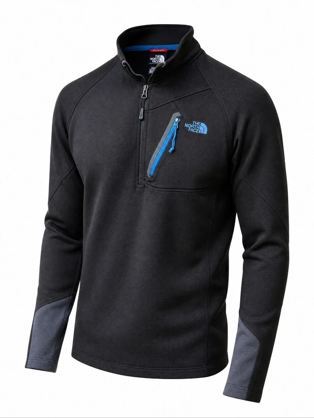 The North Face Black Quarter-Zip Performance Pullover with Blue Trim